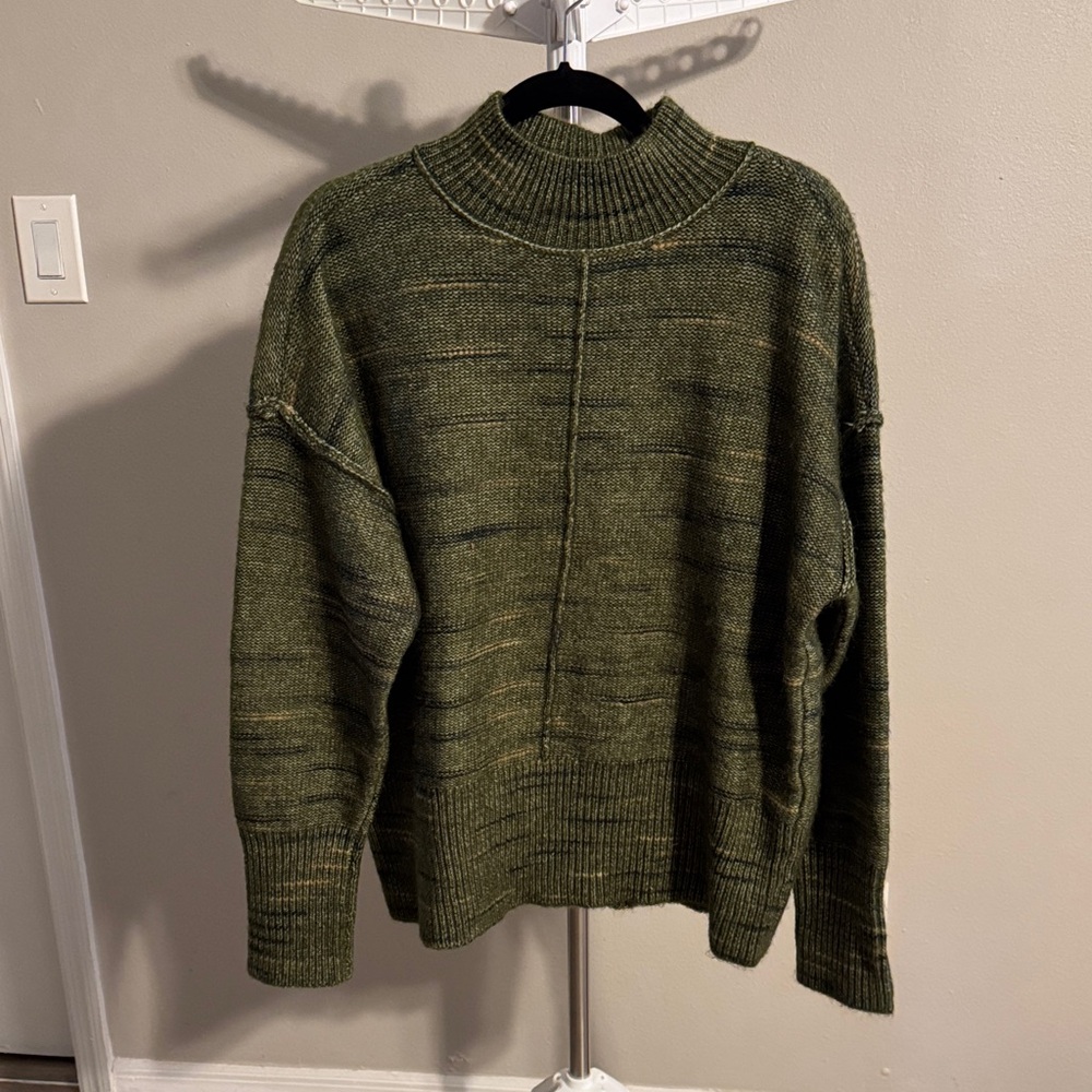 Wonderly Olive Green Ribbed Mock Neck Sweater